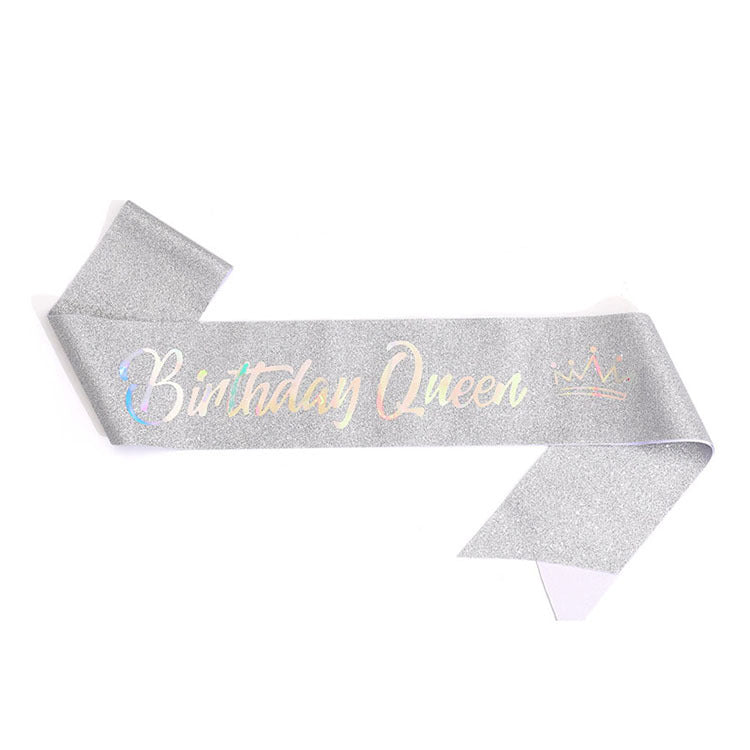 Women's festive birthday sash with glitter Bowlift