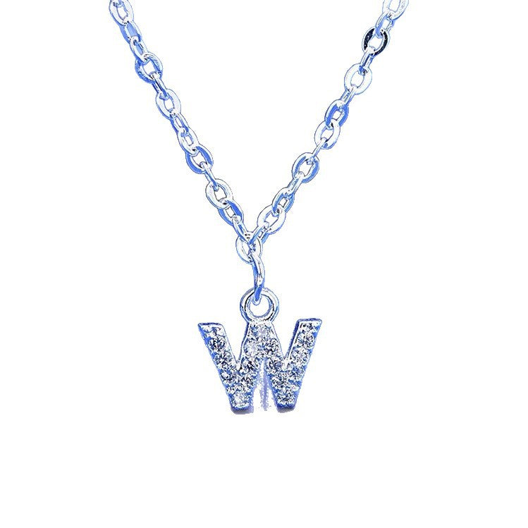 Dainty Pavé Cubic Zirconia Initial A Pendant Necklace Silver-Tone Chain Bowlift