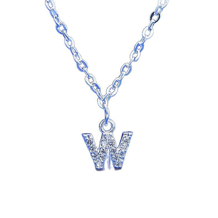 Dainty Pavé Cubic Zirconia Initial A Pendant Necklace Silver-Tone Chain Bowlift