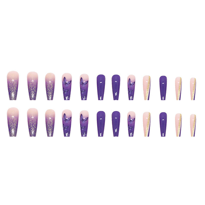 Artistic Butterfly-Embellished Press-On Nail Tips Bowlift