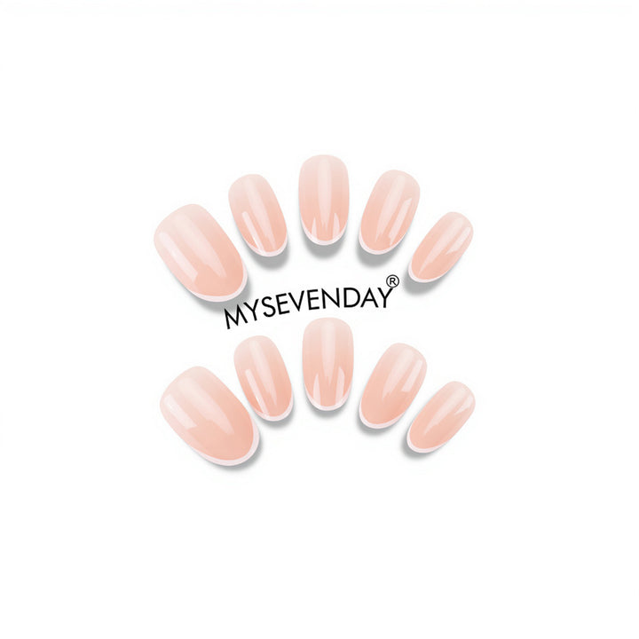 Natural French Tip Press-On Nails Bowlift