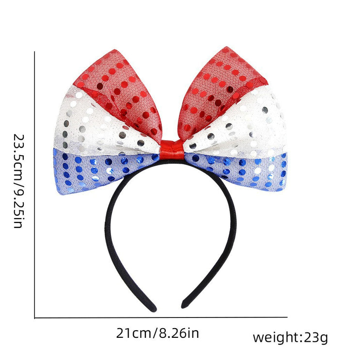 Women's Independence Day patriotic pompom headband with tinsel star toppers Bowlift