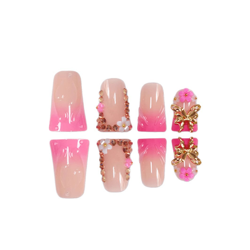 Artistic Floral Press-On Nail Enhancements Bowlift