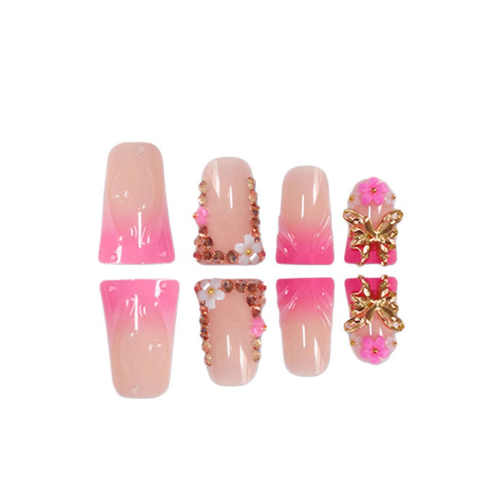 Artistic Floral Press-On Nail Enhancements Bowlift