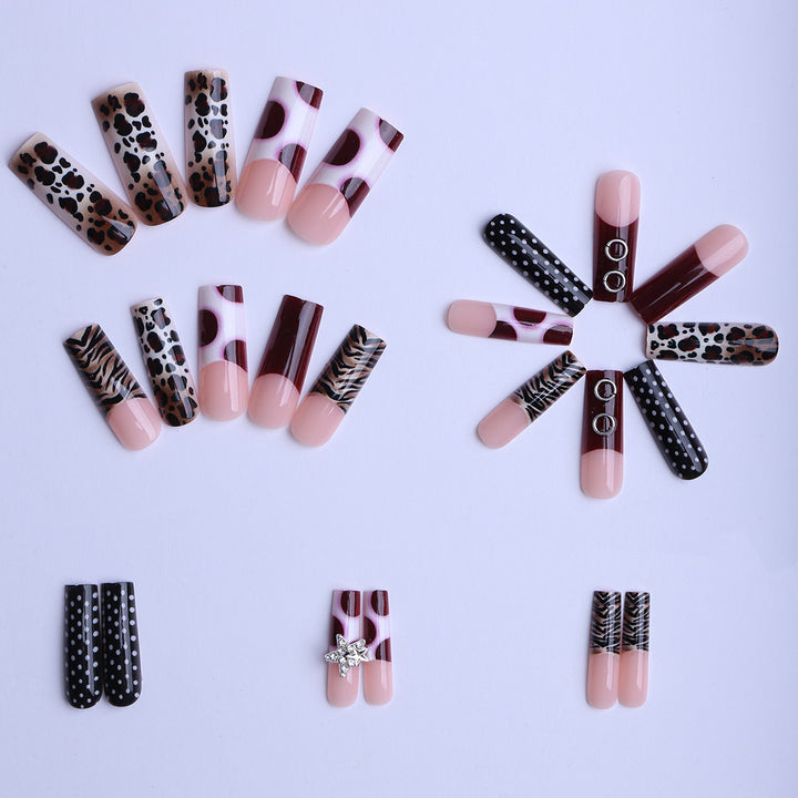 Artificial Nails with Trendy Animal Pattern Bowlift