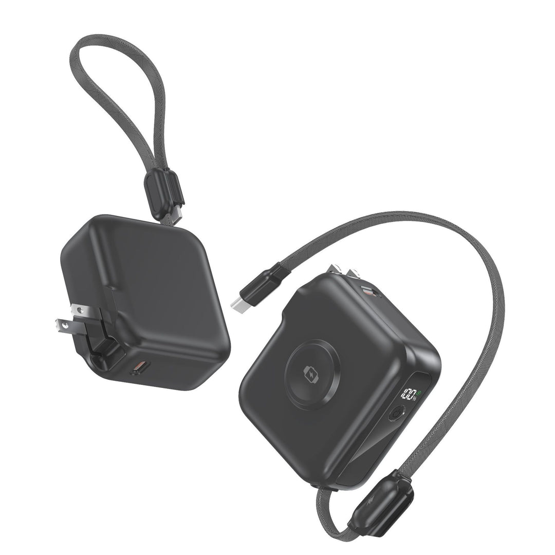 Portable Power Bank Charger with Foldable Plug and USB Type C Cable Bowlift