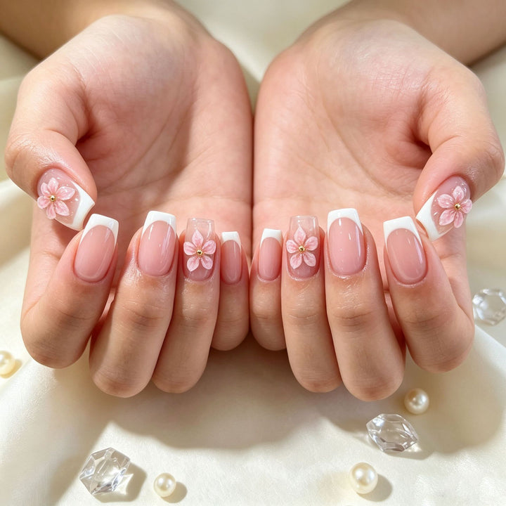 Floral Design Press-On Nail Tips Bowlift