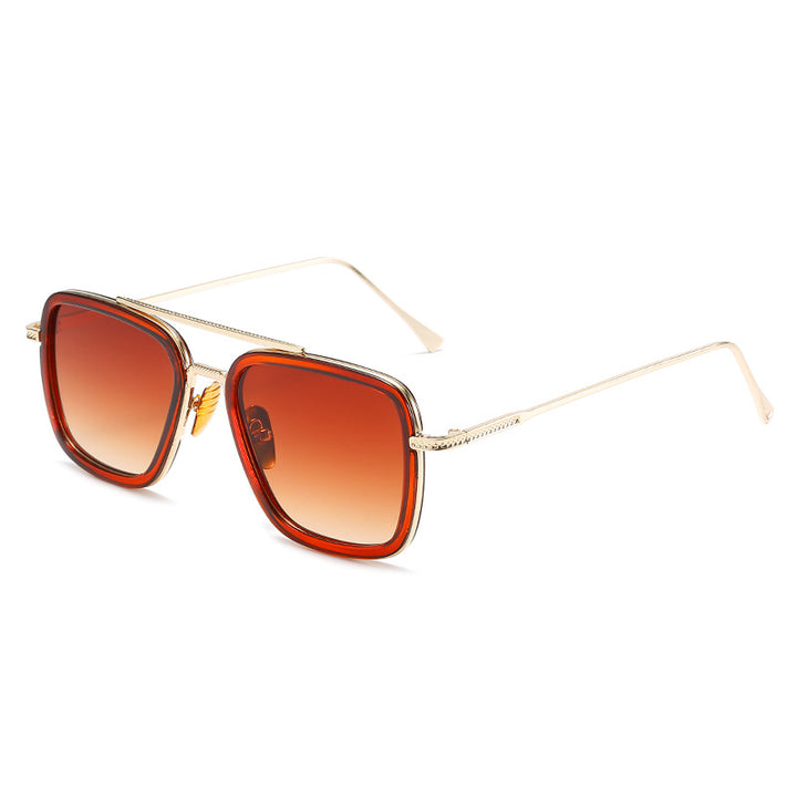 Women's fashionable square sunglasses with luxurious metal frame Bowlift
