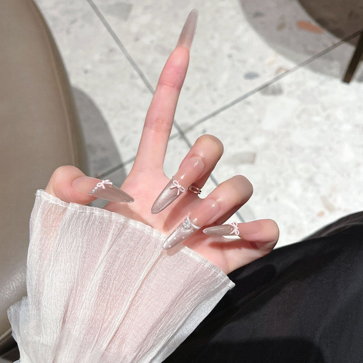 Elegant Extended Stiletto Press-On Nail Set Bowlift
