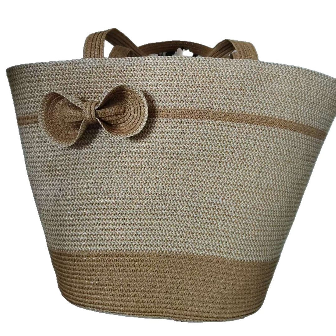 Elegant straw bag with decorative bow closure Bowlift