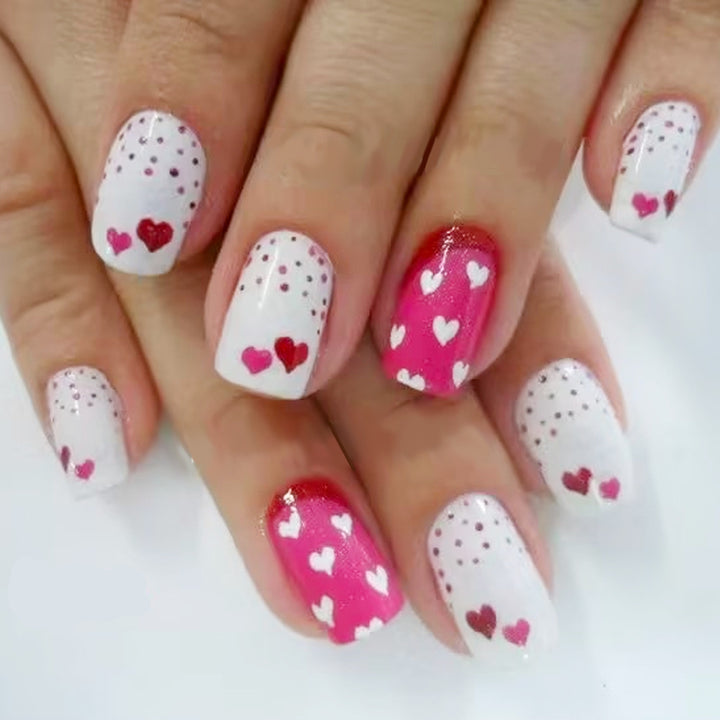Heart Patterned Press-On Nail Art Bowlift
