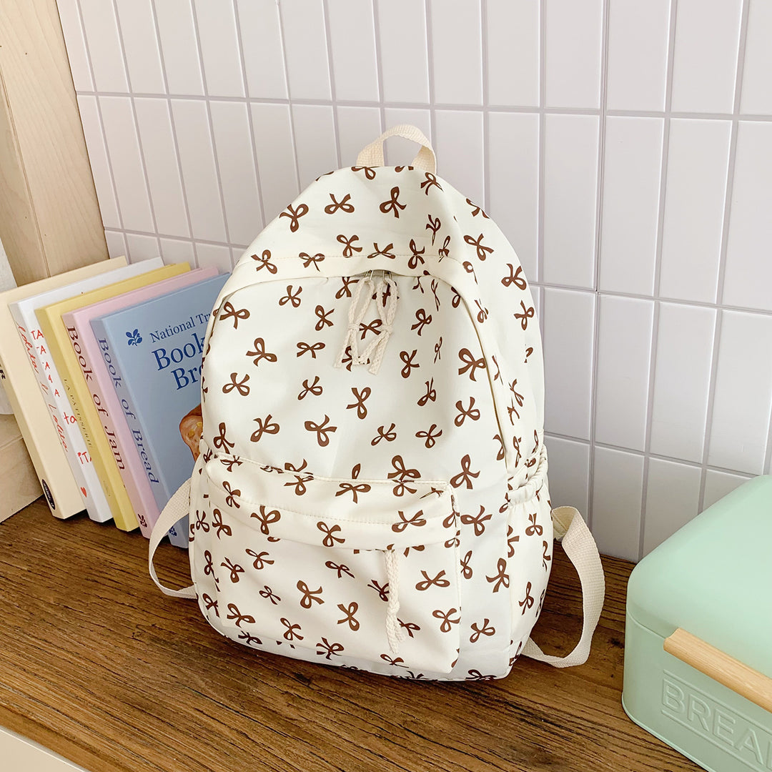Backpack with Creative Bow Motif and Thoughtful Storage Spaces Bowlift