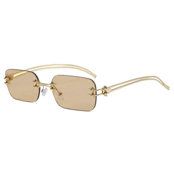 Fashionable metal sunglasses with rectangular frame Bowlift