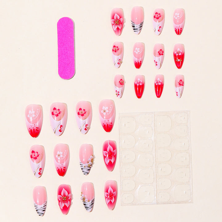Exotic Floral 3D Stiletto Nail Art Bowlift