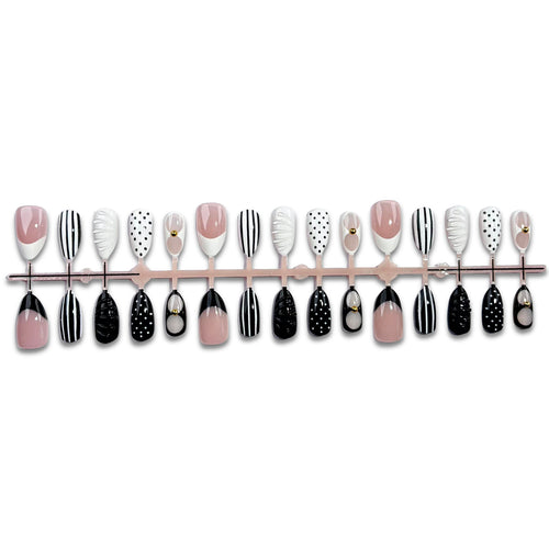Elegant Artistic Press-On Nail Set Bowlift