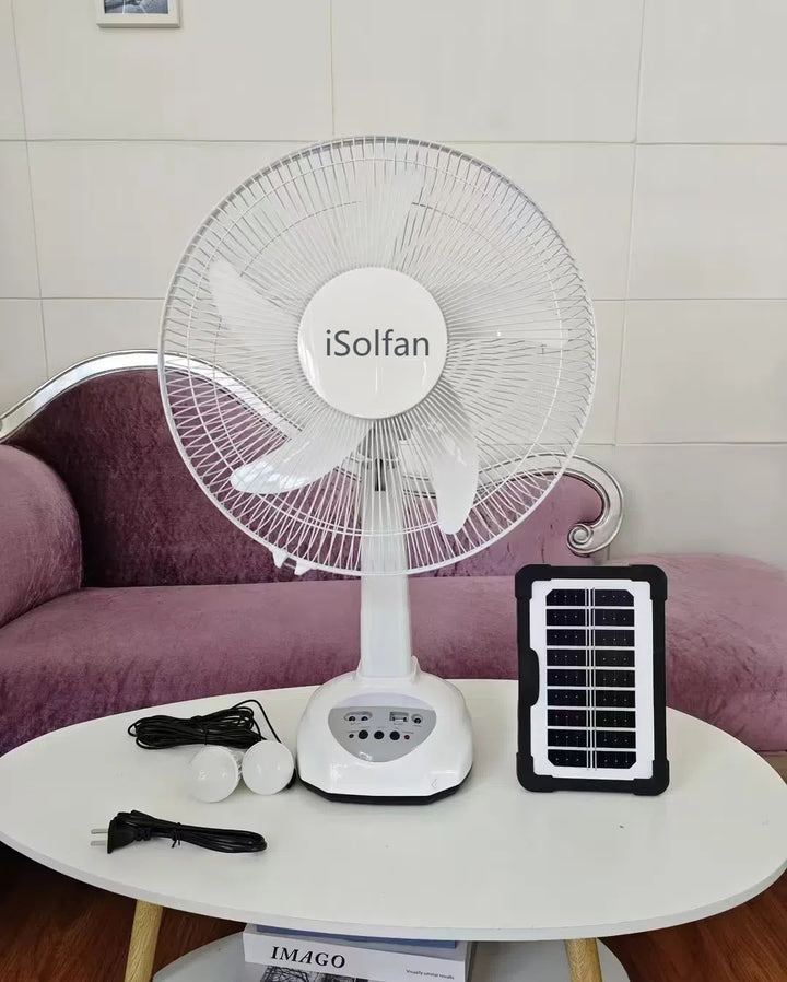 Women portable solar fan with integrated LED light and remote control Bowlift