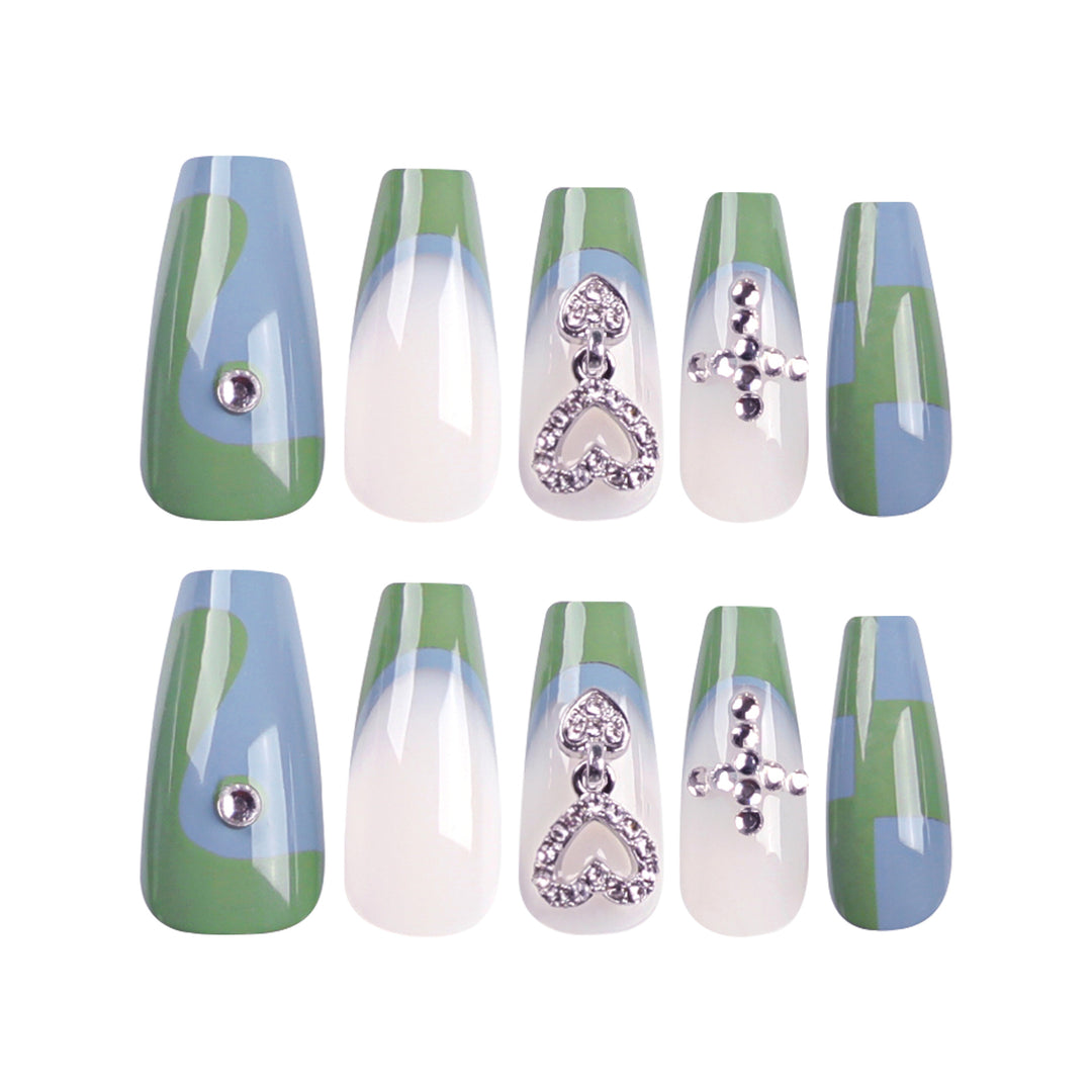 Artistic nail extensions with decorative jewelry effect Bowlift