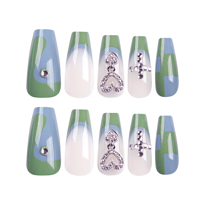 Artistic nail extensions with decorative jewelry effect Bowlift