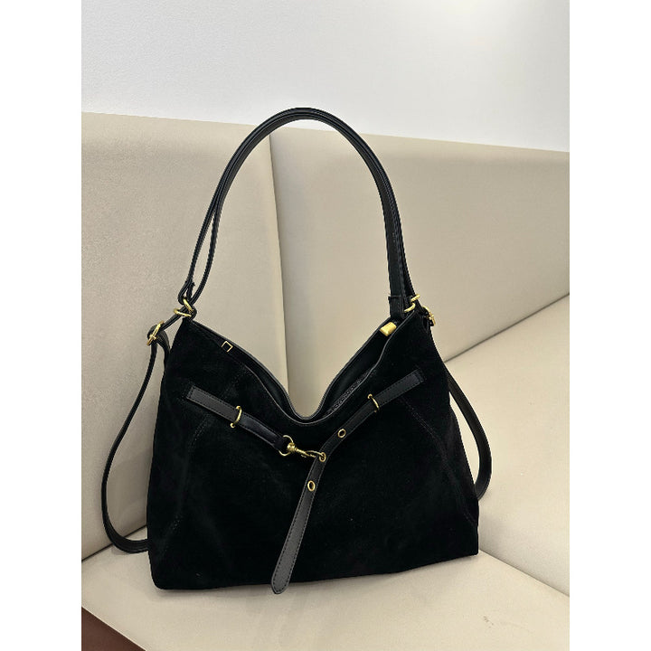 Elegant Suede Shoulder Bag Bowlift