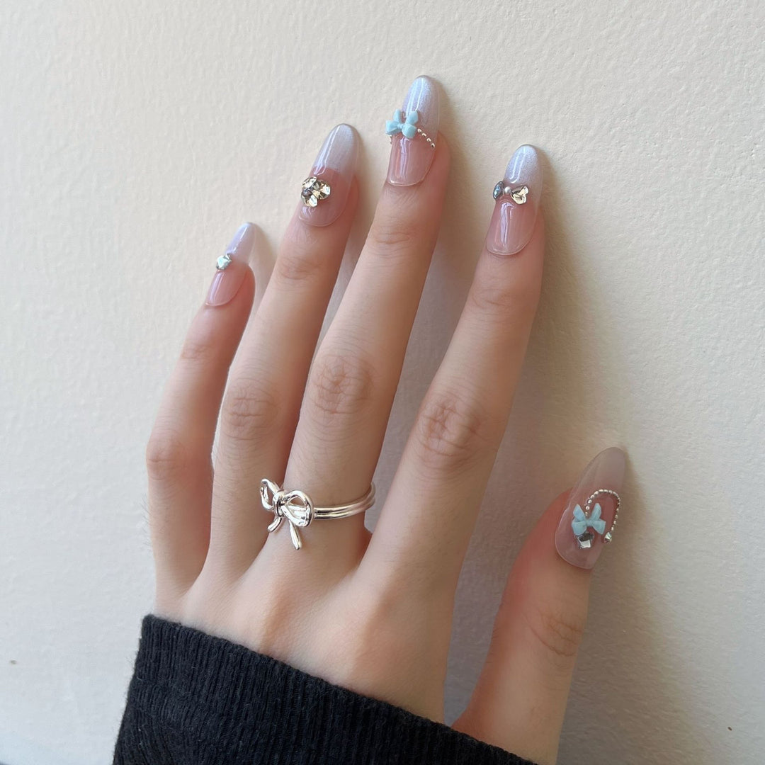 Decorative Press-On Nail Art with 3D Accents Bowlift