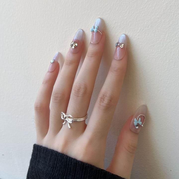 Decorative Press-On Nail Art with 3D Accents Bowlift