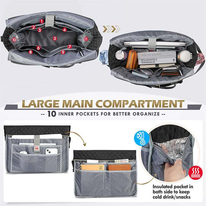 Stylish and spacious handbag with practical compartments Bowlift