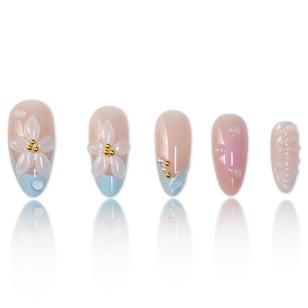 Artistic Floral Design Press-On Nail Set Bowlift
