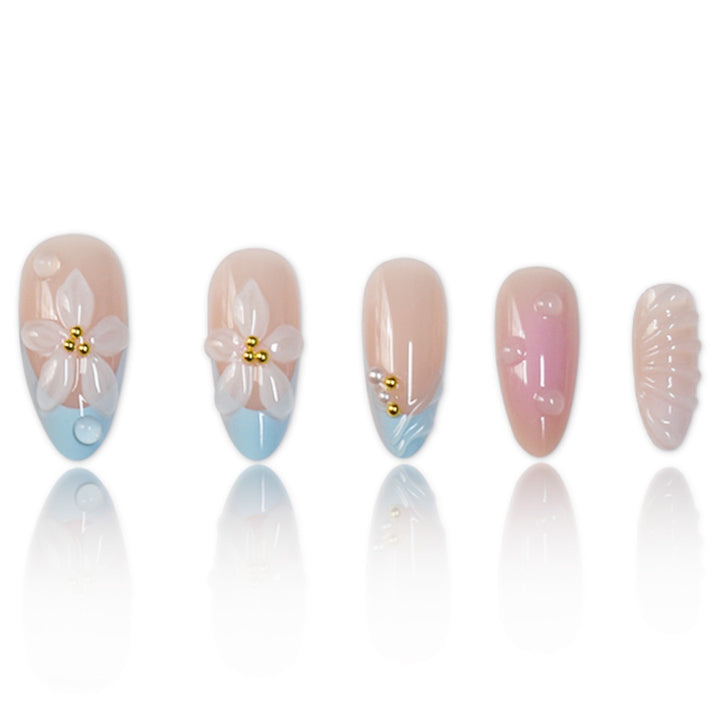 Artistic Floral Design Press-On Nail Set Bowlift