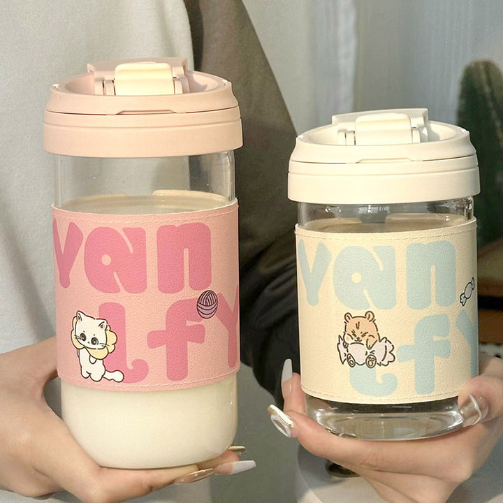 Ladies Insulated Drinking Cup with secure flip closure and cute cat design Bowlift