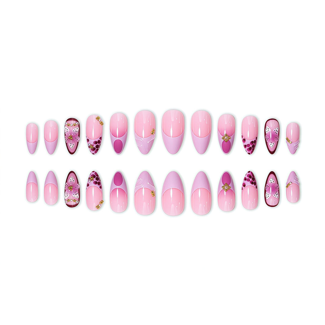 Elegant Floral Acrylic Nail Extensions Bowlift