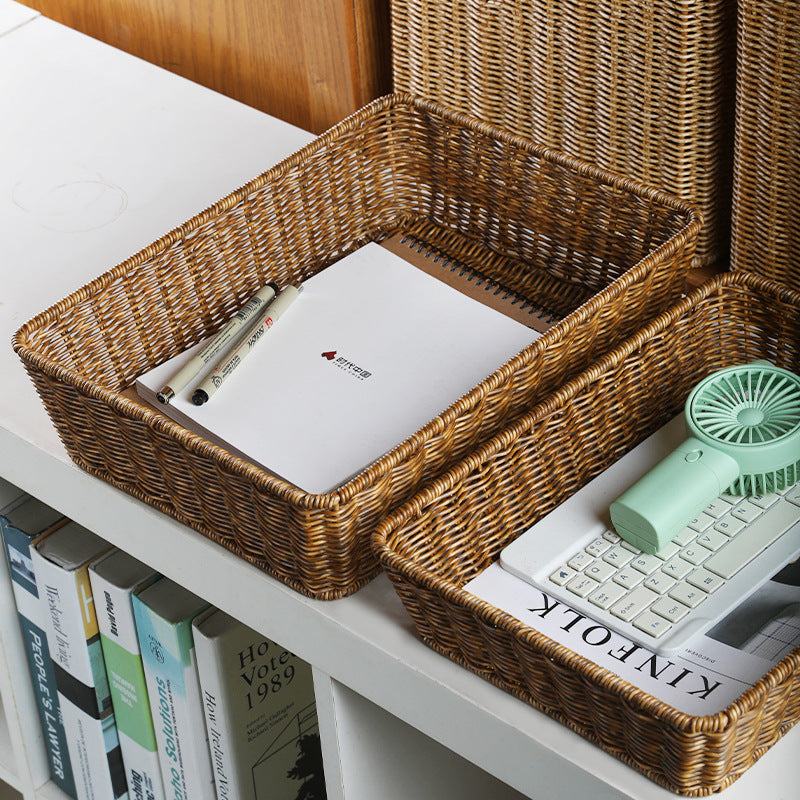 Unisex Rectangular Storage Basket made of hand-woven material Bowlift