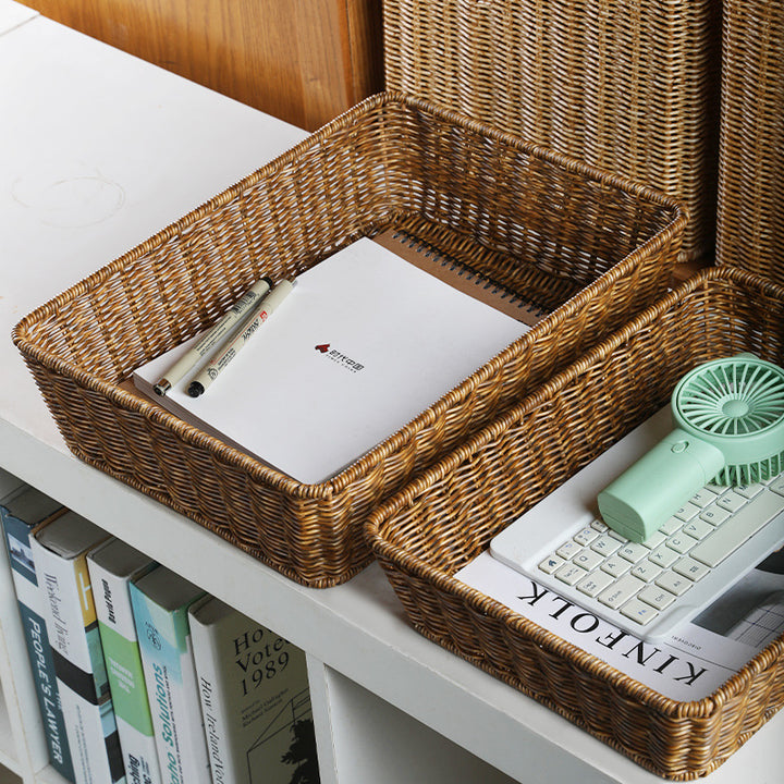 Unisex Rectangular Storage Basket made of hand-woven material Bowlift