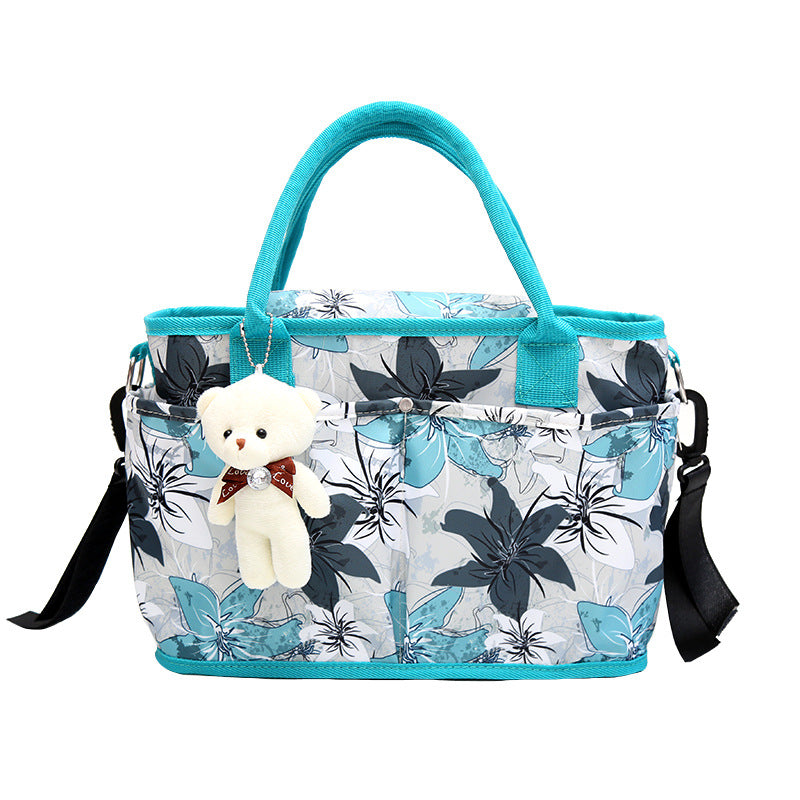 Multi-Pocket Floral Pattern Tote Bag Bowlift