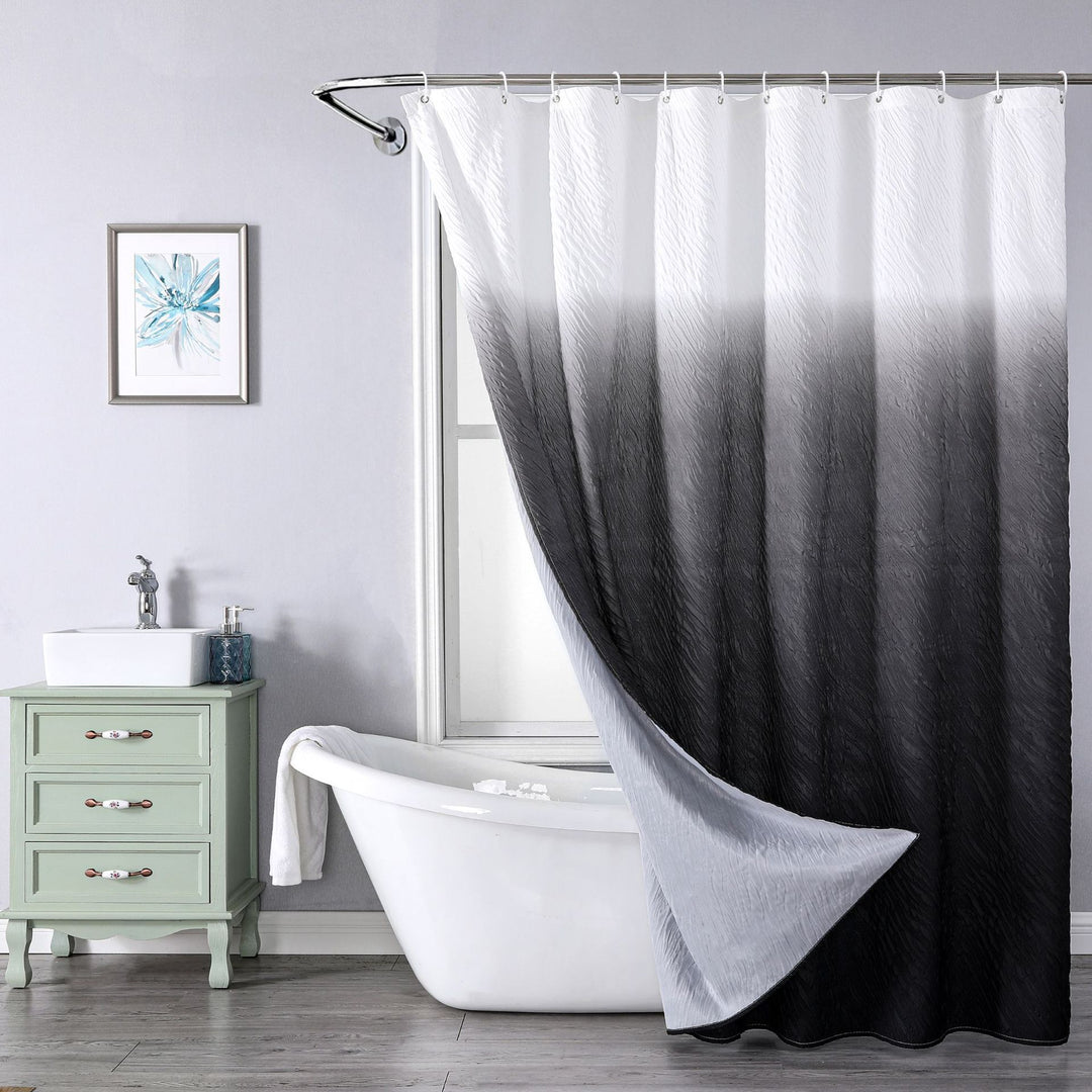 Textured Leaf Pattern Shower Curtain Bowlift