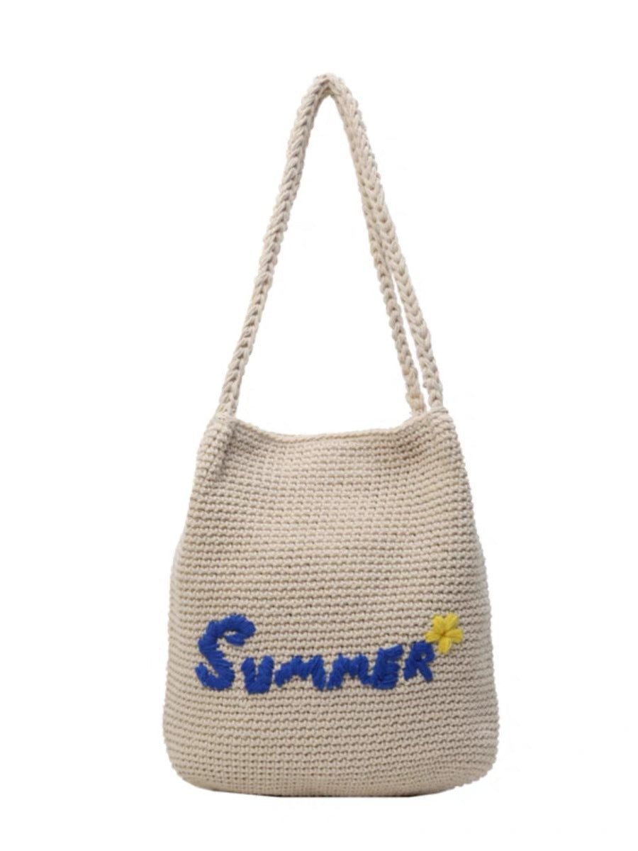 Hand-knotted shopping bag with cheerful summer design Bowlift