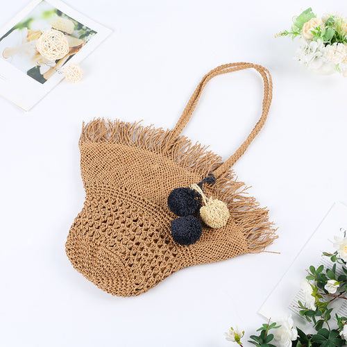 Elegant Basket Bag with Fringed Design Bowlift