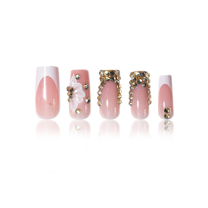Luxurious Rhinestone Embellished Nail Extensions Bowlift