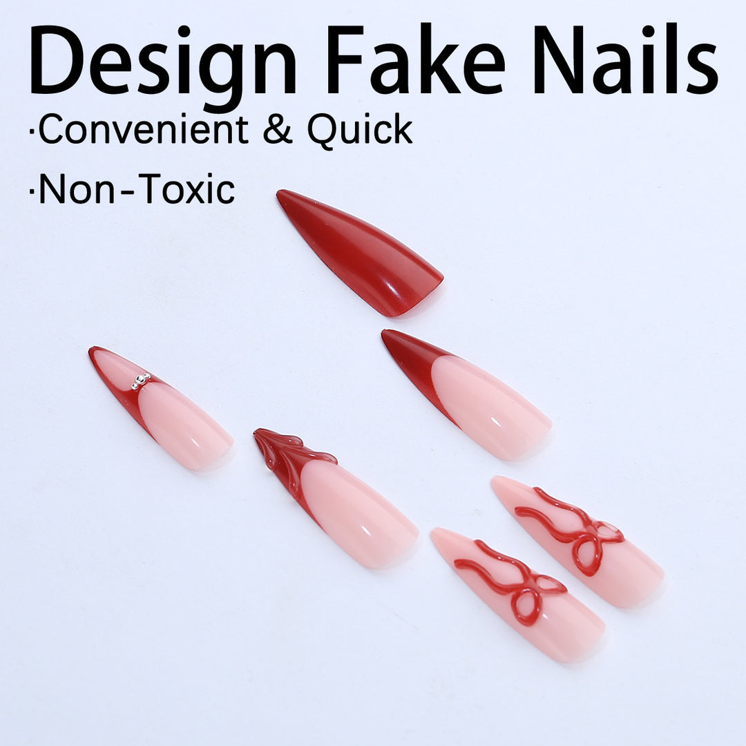 High-quality artificial nail set with elegant tips and bow decorations Bowlift