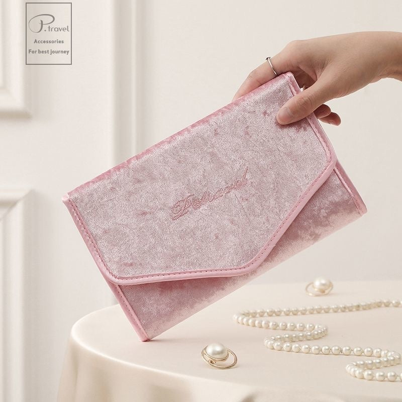 Quilted Foldable Travel Jewelry Organizer Roll with Zipper Pockets Bowlift