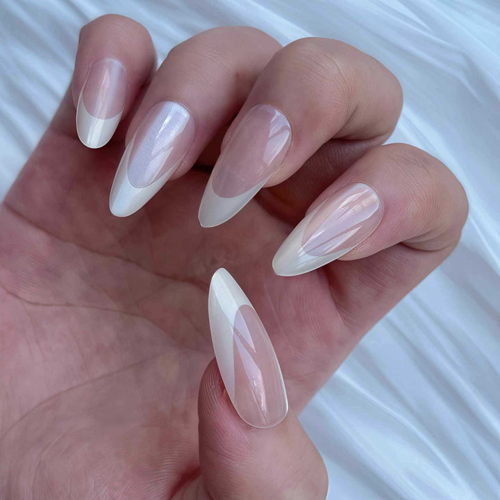 Glossy Long Almond-Shaped Press-On Nail Set Bowlift