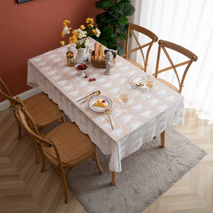 Lace Overlay Tablecloth