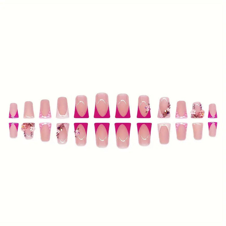 Artistic Floral and Gem-Embellished Press-On Nails Bowlift