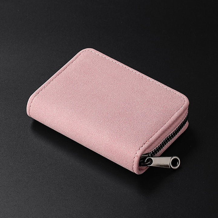 Compact Zippered Leather Wallet