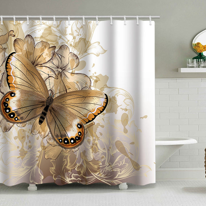Butterfly-Inspired Floral Shower Curtain Bowlift