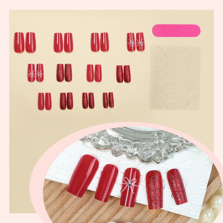 Festive Glittering Press-On Nail Art Set Bowlift