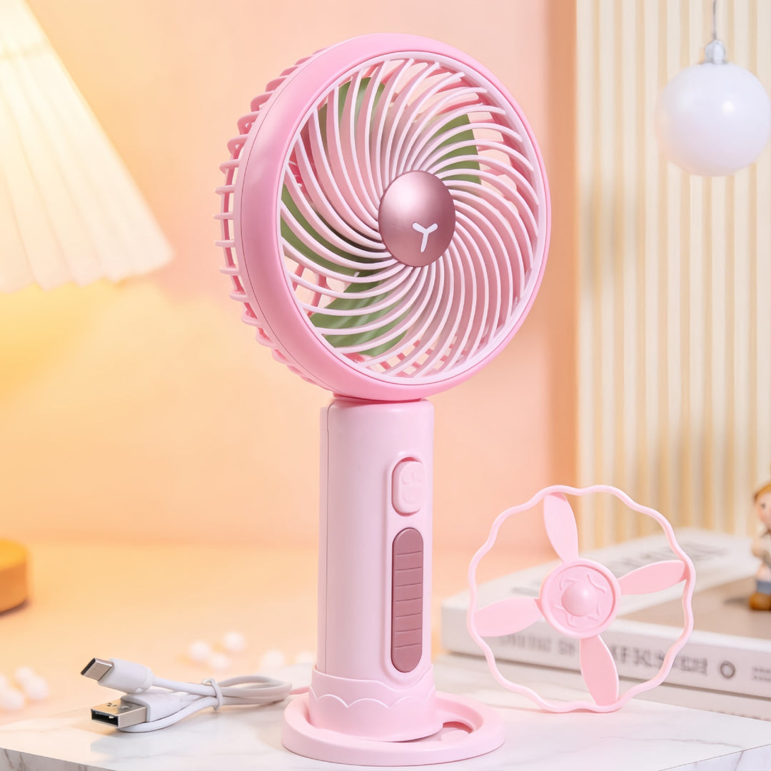 Ladies Portable Mini Handheld Fan with Flexible Tilt Adjustment Bowlift