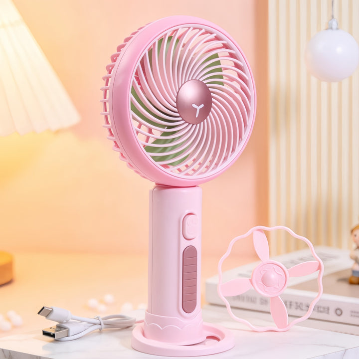 Ladies Portable Mini Handheld Fan with Flexible Tilt Adjustment Bowlift