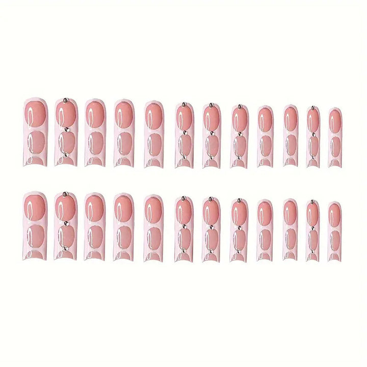 Stylish Press-On Nail Art Set with Rhinestone Accents Bowlift