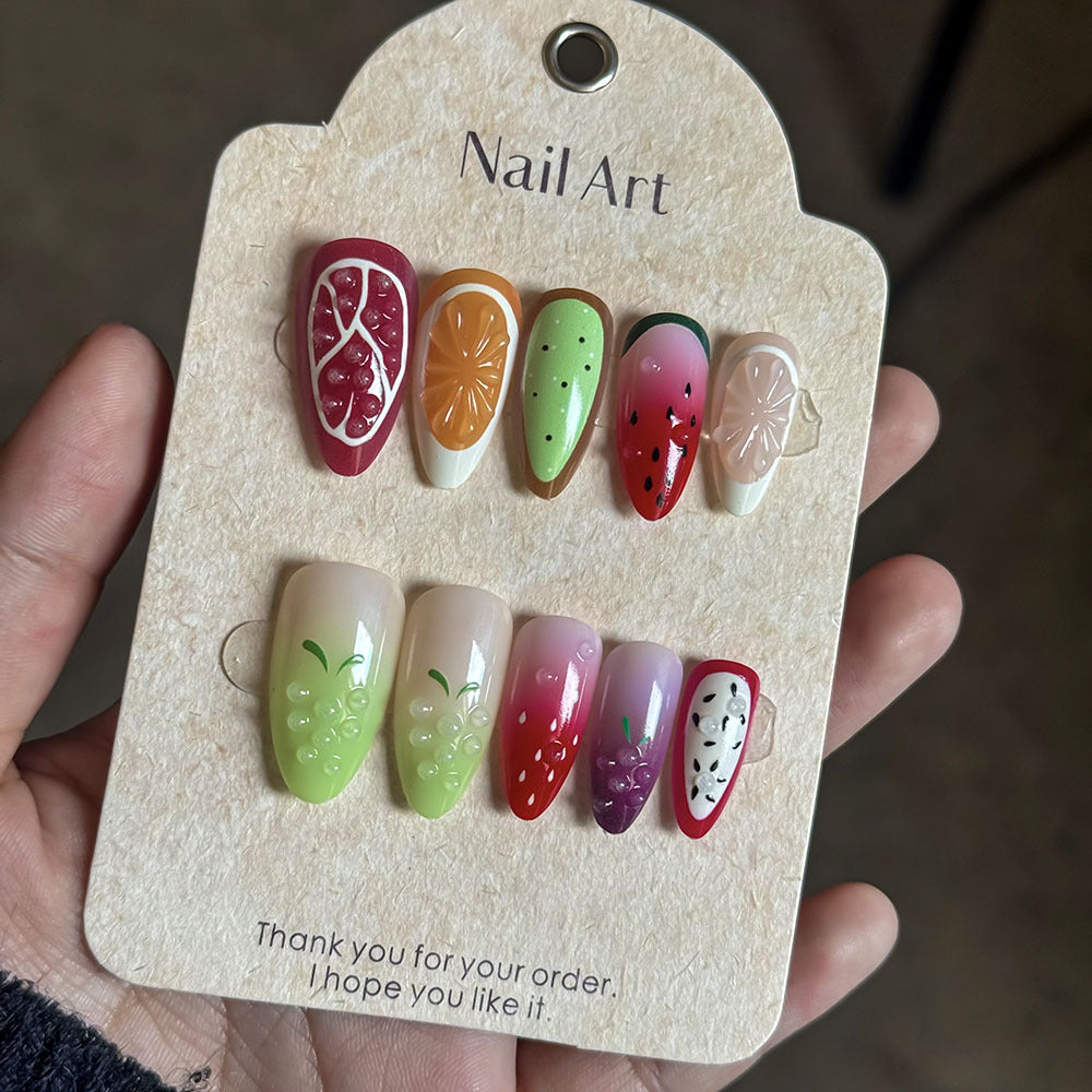 Fruit-Themed Press-On Nail Set Bowlift