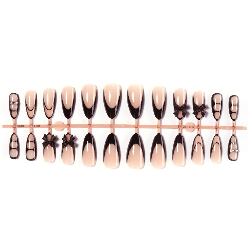 Ombre Press-On Nail Set with Decorative Elements Bowlift